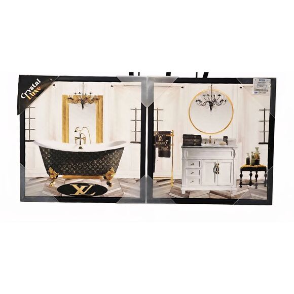 Crystal Luxe Bath Time With Louis Vuitton 2-PC Framed Canvas Wall Decor - Picture 2 of 13